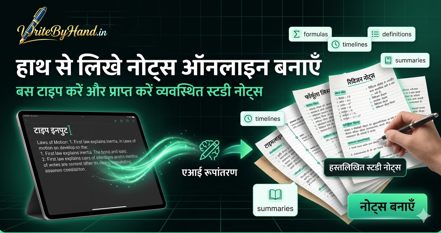 Handwritten Notes Generator | Create Study Notes Online | WriteByHand.in